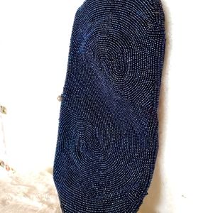 Vintage seed bead swirl kiss-lock formal clutch w/original tag 4 prom / wedding